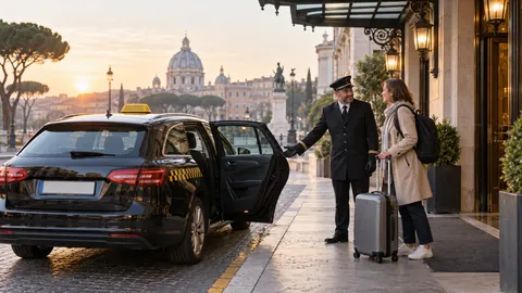 Viaggiatrice conferma il taxi con il personale dell’hotel